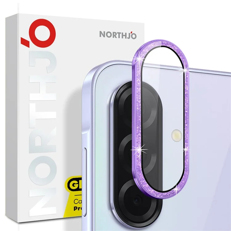 NORTHJO 1 Set Per Samsung Galaxy A36 5G / A56 5G Pellicola Obiettivo Fotocamera Vetro Temperato+Protezione Obiettivo Posteriore in Glitter Metallico - Viola