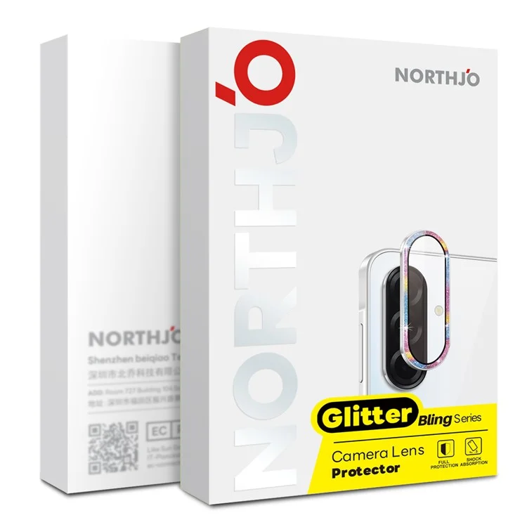NORTHJO 1 Set Per Samsung Galaxy A36 5G / A56 5G Pellicola Obiettivo Fotocamera Vetro Temperato+Protezione Obiettivo Posteriore in Glitter Metallico - Viola