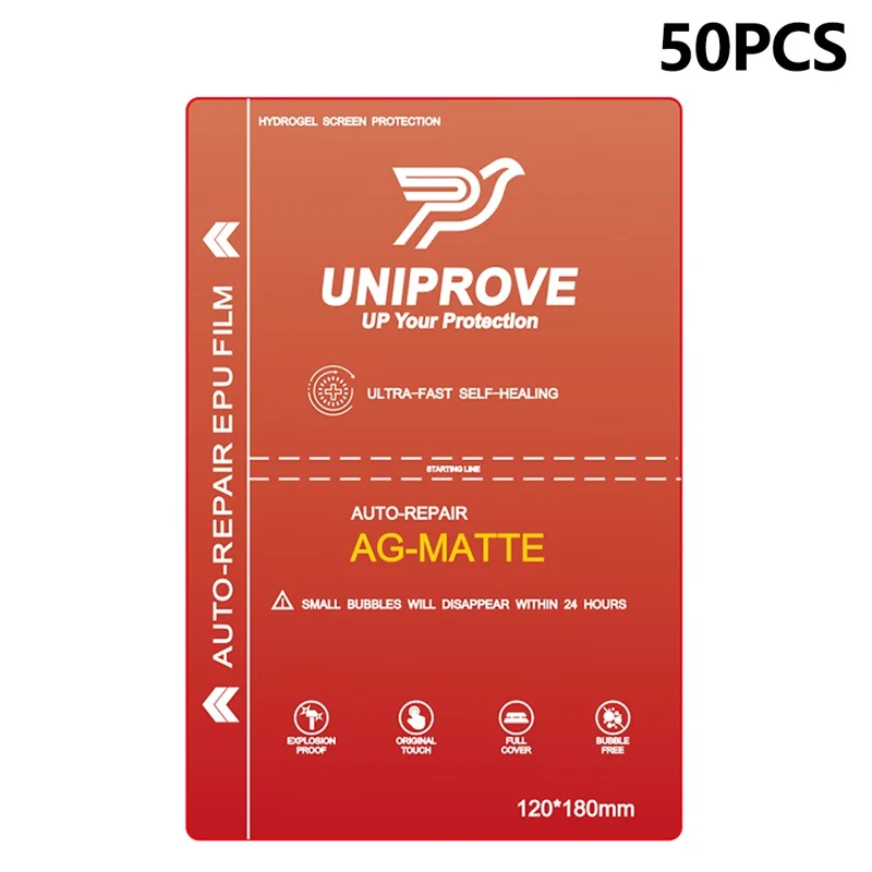 UNIPROVE 50Pcs EPU Hydrogel Screen Protector 180 x 120mm Self Healing Matte Film Full Coverage Anti Scratch