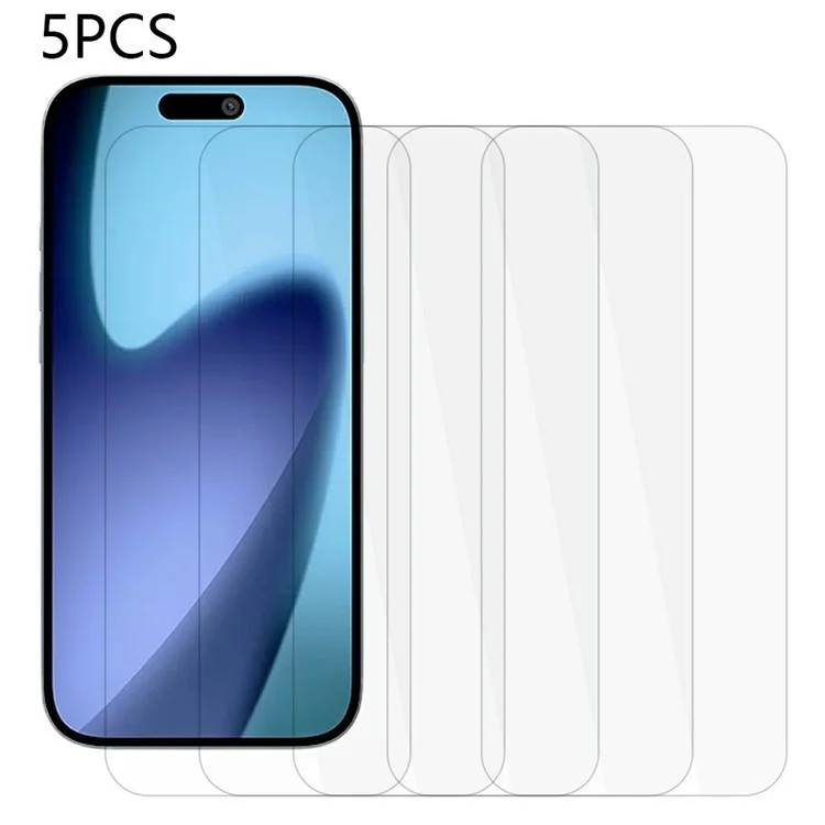 5 Unidades Protector de Pantalla Frontal de Vidrio Templado de 0,3 mm 2,5D Transparente para iPhone 17