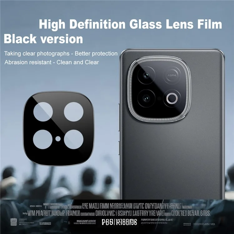 IMAK Camera Lens Protector For vivo iQOO Z10 Turbo 5G  /  iQOO Z10 Turbo Pro 5G  /  Y300 GT 5G Tempered Glass HD Clear Lens Film (Black Version)