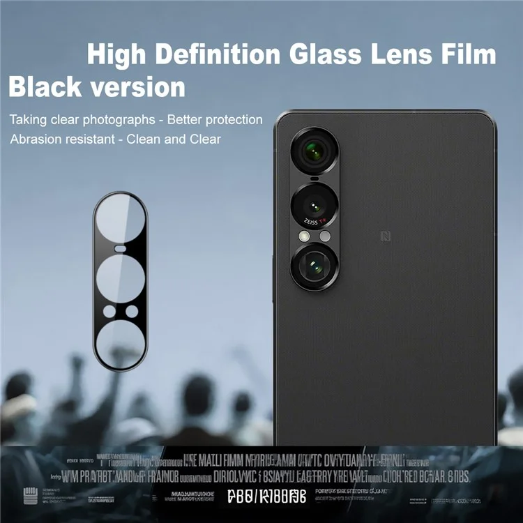 IMAK Para Sony Xperia 1 VII Protetor de Lente de Câmera Vidro Temperado HD Transparente Película de Lente (Versão Preta)