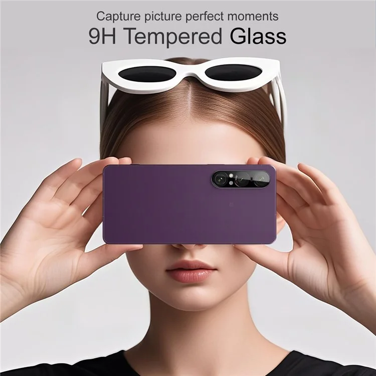 IMAK Para Sony Xperia 1 VII Protetor de Lente de Câmera Vidro Temperado HD Transparente Película de Lente (Versão Preta)