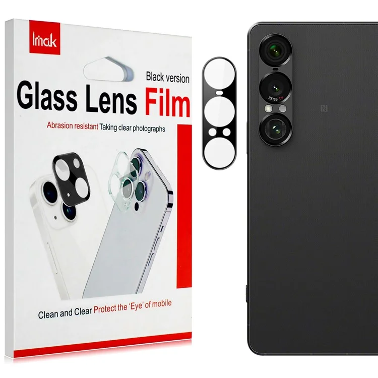 IMAK Para Sony Xperia 1 VII Protetor de Lente de Câmera Vidro Temperado HD Transparente Película de Lente (Versão Preta)