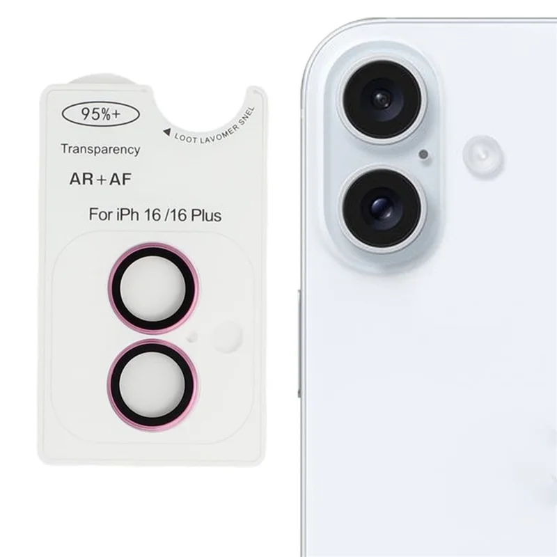 For iPhone 16 / 16 Plus AR + AF Lens Protector Anti-Glare Positioning Clear Lens Film - Rose Pink