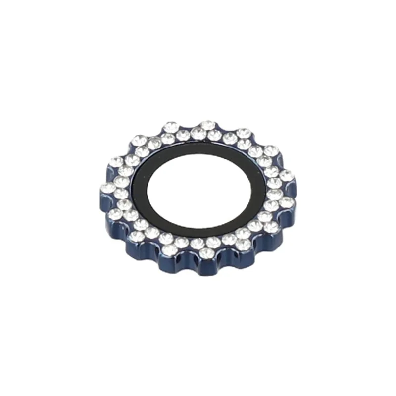 1Set For iPhone 14 Pro / 14 Pro Max Camera Lens Protector Gear Shape Rhinestone Decor Tempered Glass Lens Film - Navy Blue