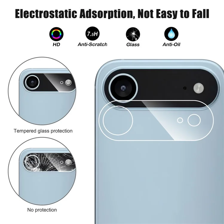 Pellicola Protettiva per Obiettivo Fotocamera dell'iPhone 17 - Vetro Temperato Trasparente con Bordo Curvo