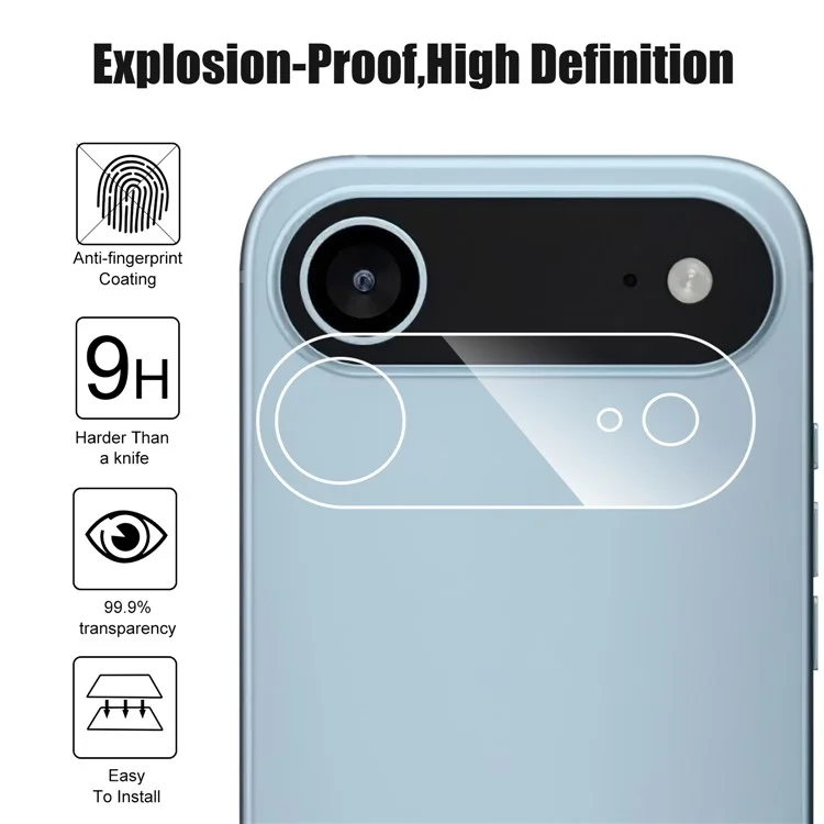 Pellicola Protettiva per Obiettivo Fotocamera dell'iPhone 17 - Vetro Temperato Trasparente con Bordo Curvo