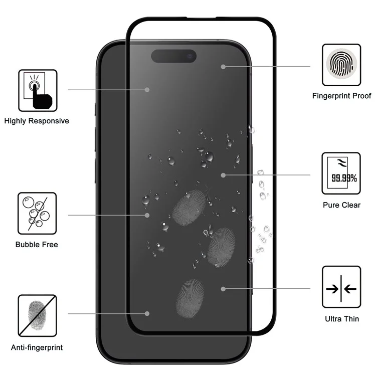 For iPhone 17 Pro AGC Glass Screen Protector Full Glue Black Edge Screen Film