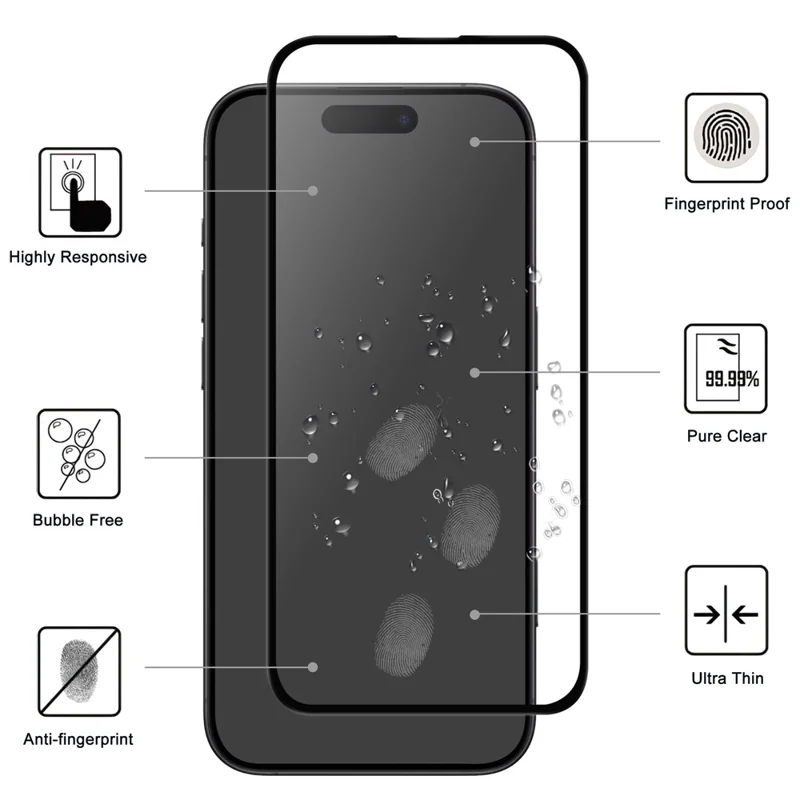 For iPhone Air AGC Tempered Glass with Black Edge Full Glue Full Coverage Screen Protector