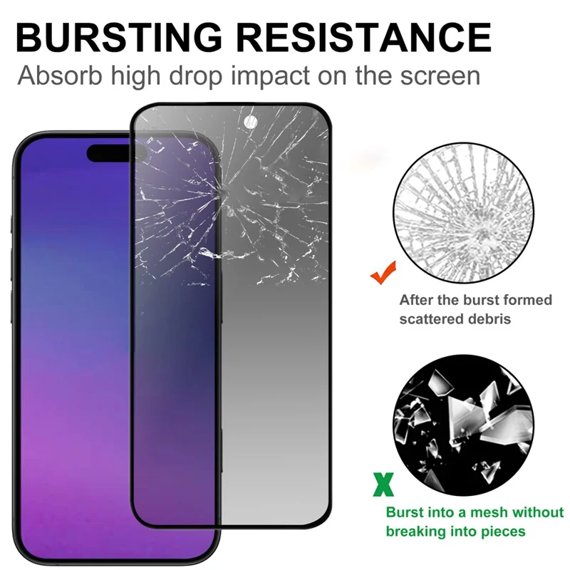 For iPhone 17 Pro Max Tempered Glass Screen Protector 2.5D Arc Edge Anti-Spy Film