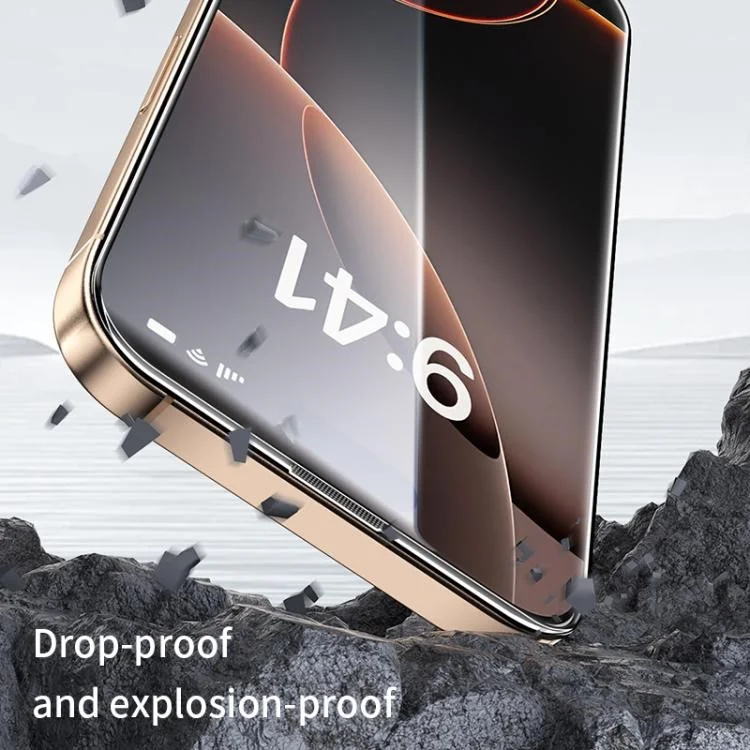 Protector de Pantalla para iPhone 16 Pro Max de Cristal de Aluminio-Silicio de Alta Definición con Herramienta de Eliminación de Polvo