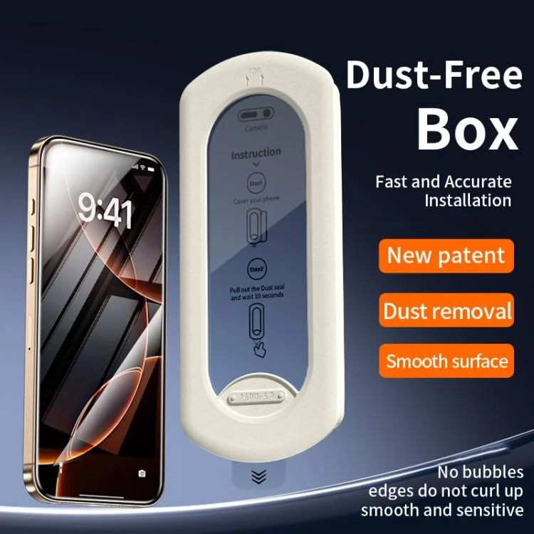Protector de Pantalla para iPhone 16 Pro Max de Cristal de Aluminio-Silicio de Alta Definición con Herramienta de Eliminación de Polvo