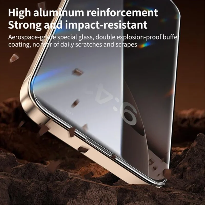For iPhone 15 Pro Max Screen Protector High Aluminium-Silicon Glass 28 Degree Anti-Spy Film with Dust Removal Tool