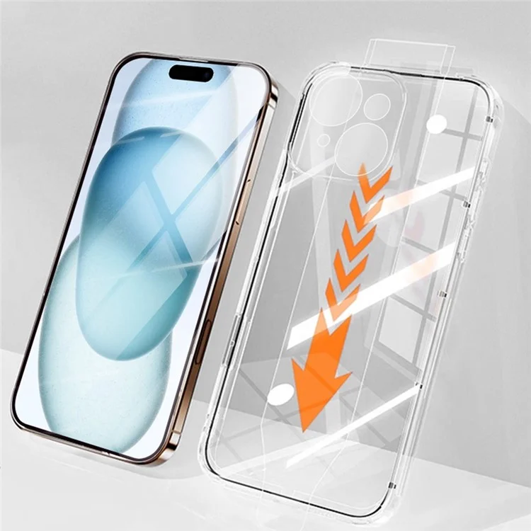 RURIHAI For iPhone 15 Plus Case Clear TPU Phone Cover with Easy Installation High Aluminium-Silicon Glass Film