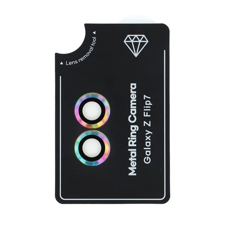 Pour Samsung Galaxy Z Flip7 5G Ensemble de protecteurs d'objectif de caméra Électroplaqué métal + Film de verre trempé pour objectif individuel, Coloré