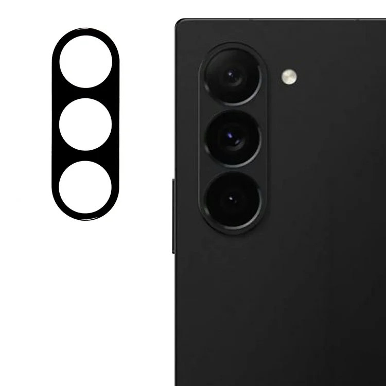 Protetor de Lente para Câmera do Samsung Galaxy Z Fold7 5G, Vidro Temperado, Impressão em Seda Preta, Película de Lente HD Transparente