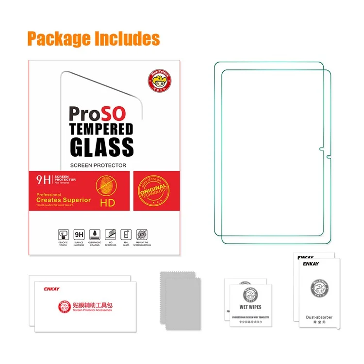 ENKAY HAT PRINCE 2Pcs / Set pour Lenovo Tab P11 Pro Gen 2 / P11 Pro 2022 Protecteur d'écran adhésif à pleine colle 9H 2.5D Bord incurvé 0.33mm Film en verre trempé anti-explosion