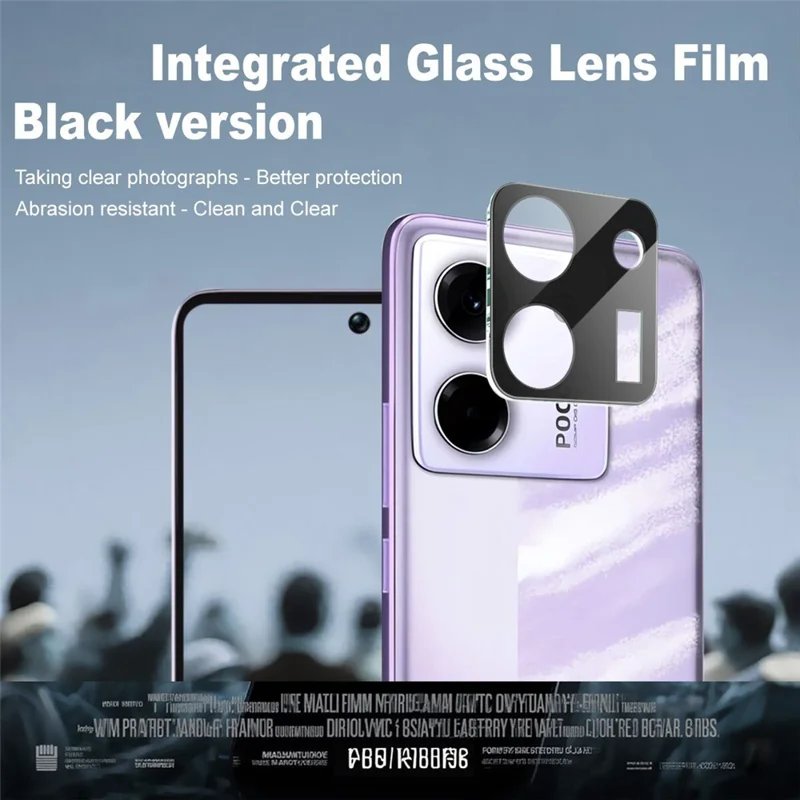 IMAK Para Xiaomi Poco M7 Pro 5G Protector de Lente de Cámara Vidrio Templado HD Película de Lente Transparente (Versión Negra)
