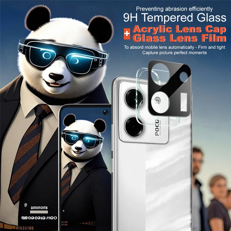 IMAK Para Xiaomi Poco M7 Pro 5G Protector de Lente de Cámara Vidrio Templado HD Película de Lente Transparente (Versión Negra)