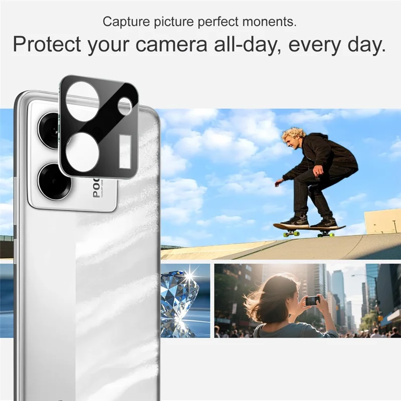 IMAK Para Xiaomi Poco M7 Pro 5G Protector de Lente de Cámara Vidrio Templado HD Película de Lente Transparente (Versión Negra)