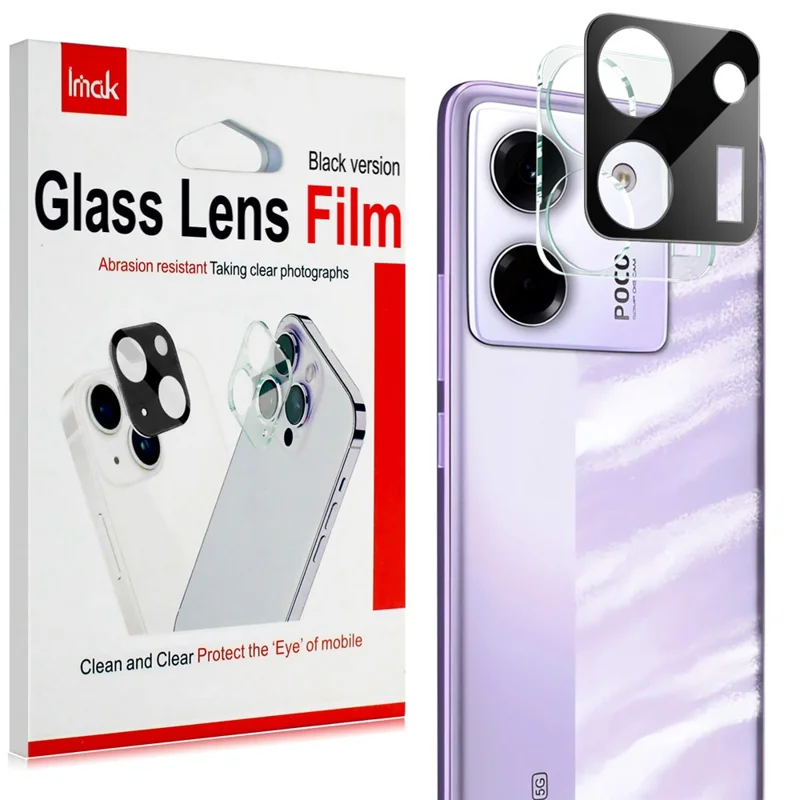 IMAK Para Xiaomi Poco M7 Pro 5G Protector de Lente de Cámara Vidrio Templado HD Película de Lente Transparente (Versión Negra)