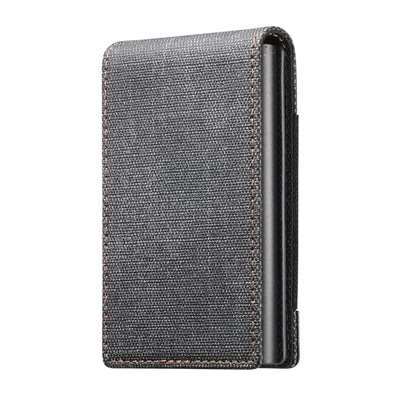 Bande élastique SUTENI Porte-cartes Texture en jean Cuir PU + Étui à carte à ouverture automatique en métal - Noir