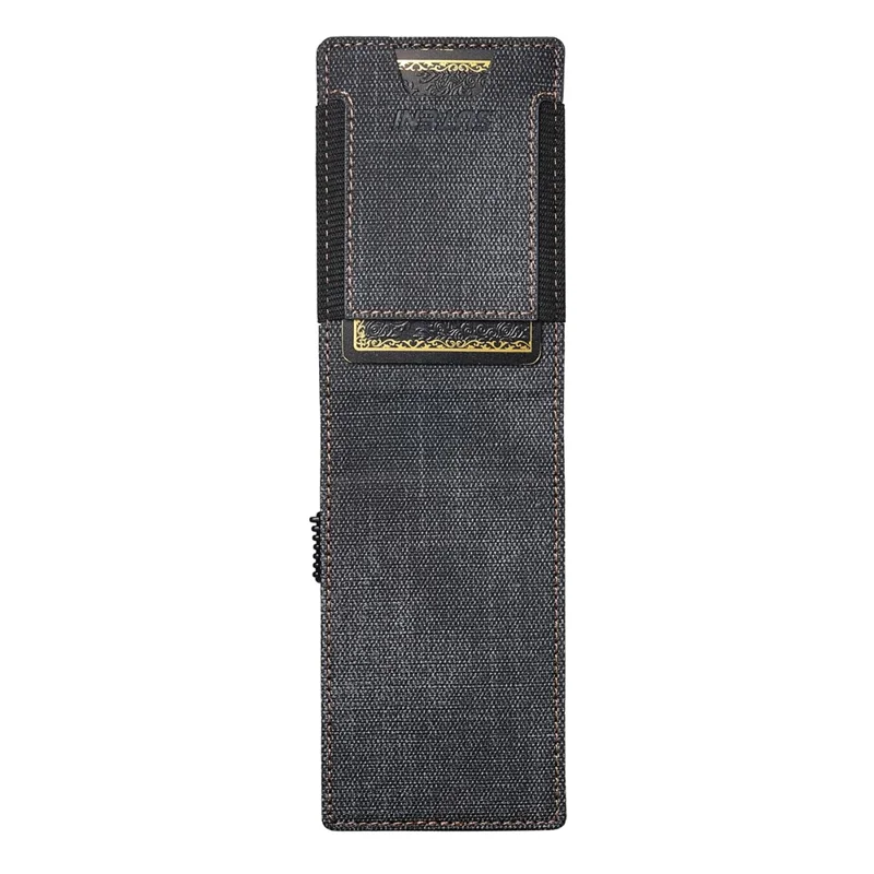 Bande élastique SUTENI Porte-cartes Texture en jean Cuir PU + Étui à carte à ouverture automatique en métal - Noir