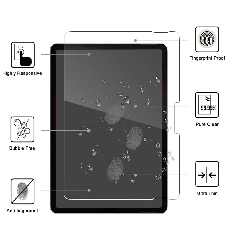 For Microsoft Surface Pro 12inch Screen Protector Anti-Shatter Arc Edge Tempered Glass Film