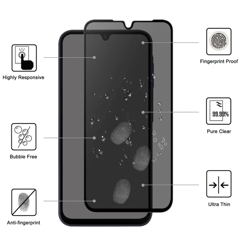 For Samsung Galaxy A17 5G / A26 5G Tempered Glass Screen Protector 2.5D Arc Edge Anti-Spy Film