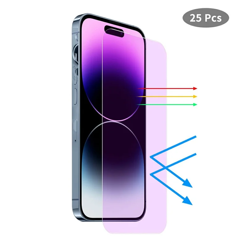JUNSUNMAY 25Pcs For iPhone 16 Plus Tempered Glass Screen Protector Anti Blue Ray Eye Protection HD Clear Film