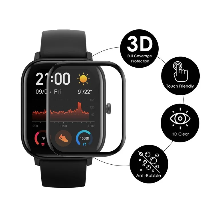 ENKAY HAT PRINCE For Huami Amazfit GTS 4 PMMA Screen Protector Full Coverage 3D Curved Soft PC Edge Anti-scratch HD Transparent Film