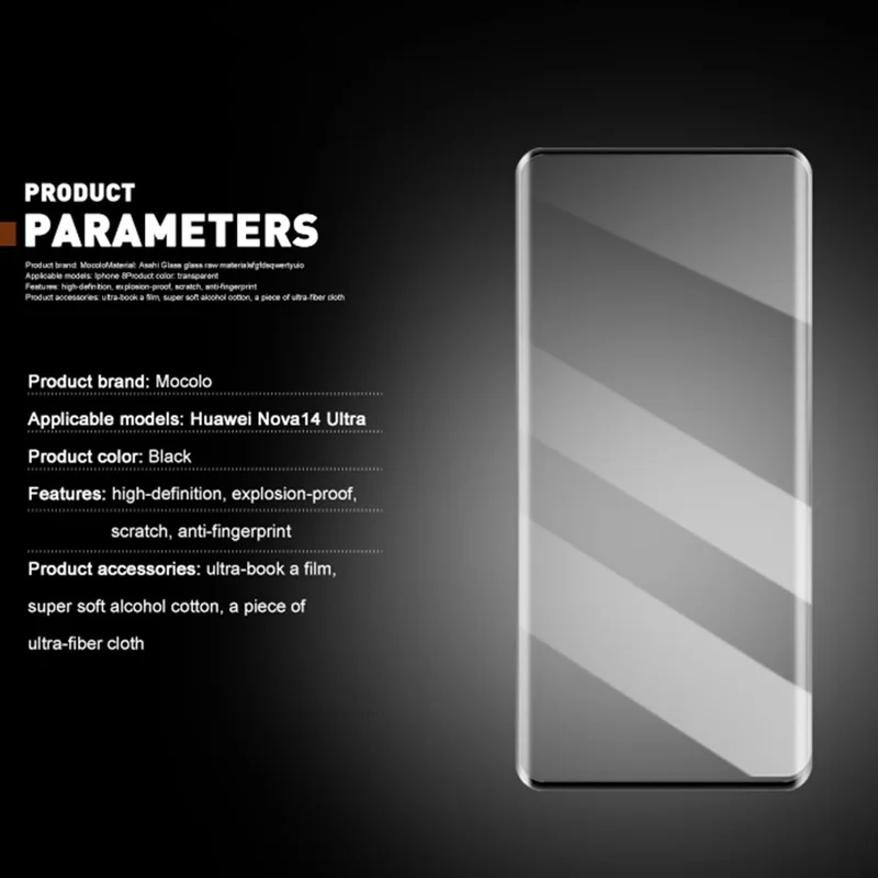 MOCOLO Pour Huawei nova 14 Ultra 5G Protection d'écran Film de Verre Trempé Incurvé 3D
