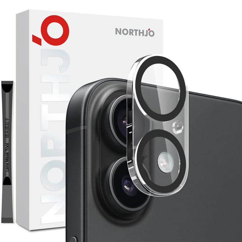 NORTHJO For iPhone 17 Camera Lens Protector Black Circles 3D Full Coverage Clear Tempered Glass Lens Film