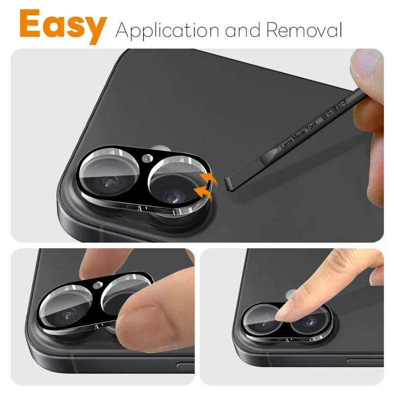 NORTHJO For iPhone 17 Camera Lens Protector Black Silk Printing 3D Clear Tempered Glass Lens Film