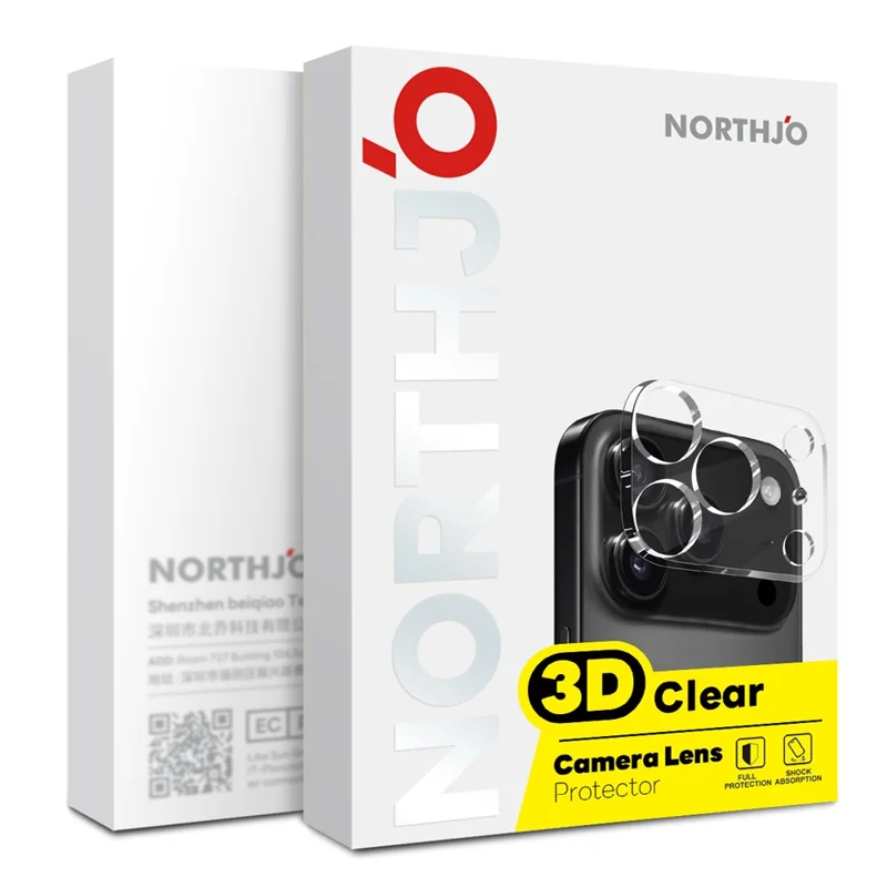 NORTHJO 2 шт. Защитное стекло для камеры iPhone 17 - прозрачная 3D пленка с полным покрытием