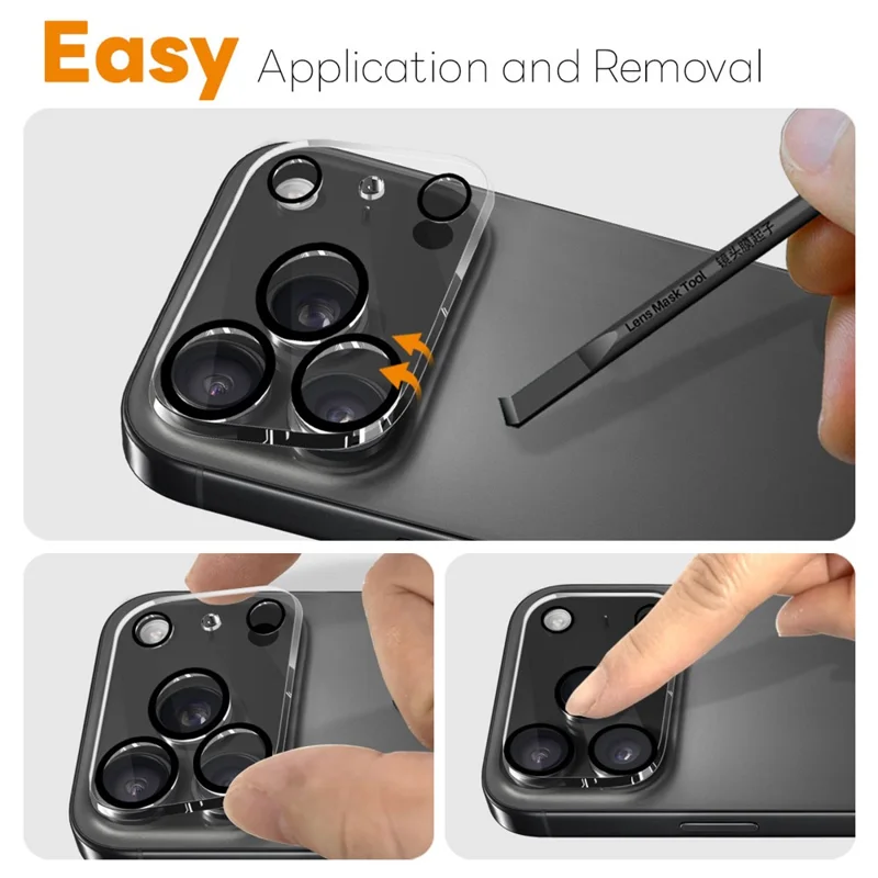 NORTHJO 2 шт. Защитное стекло для объектива камеры iPhone 17 Pro Max, черные круги, 3D полное покрытие, прозрачное закаленное стекло