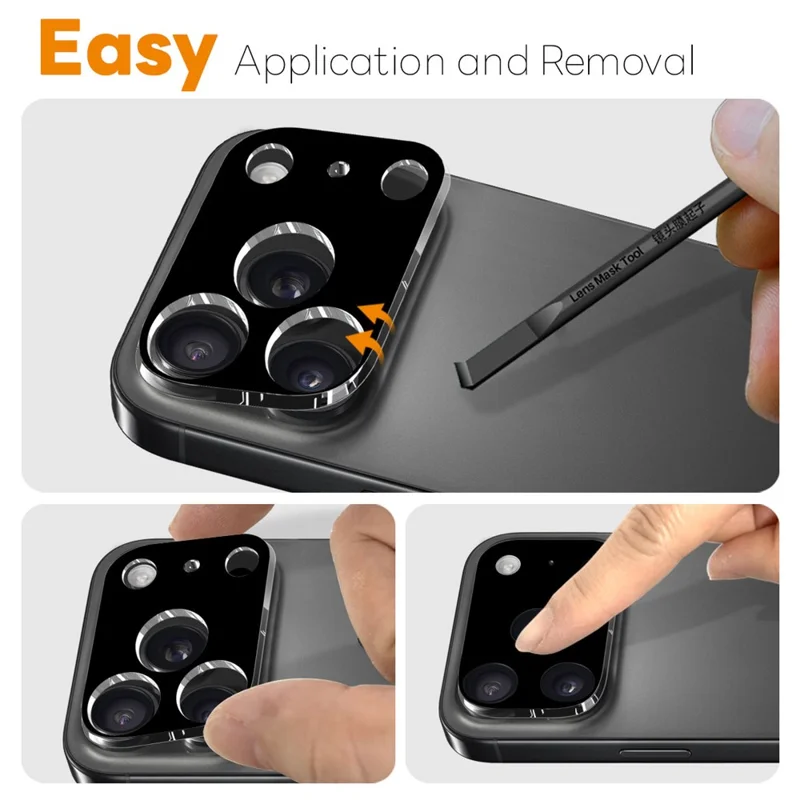 NORTHJO 2Pcs For iPhone 17 Pro Camera Lens Protector Black Silk Printing 3D Clear Tempered Glass Lens Film