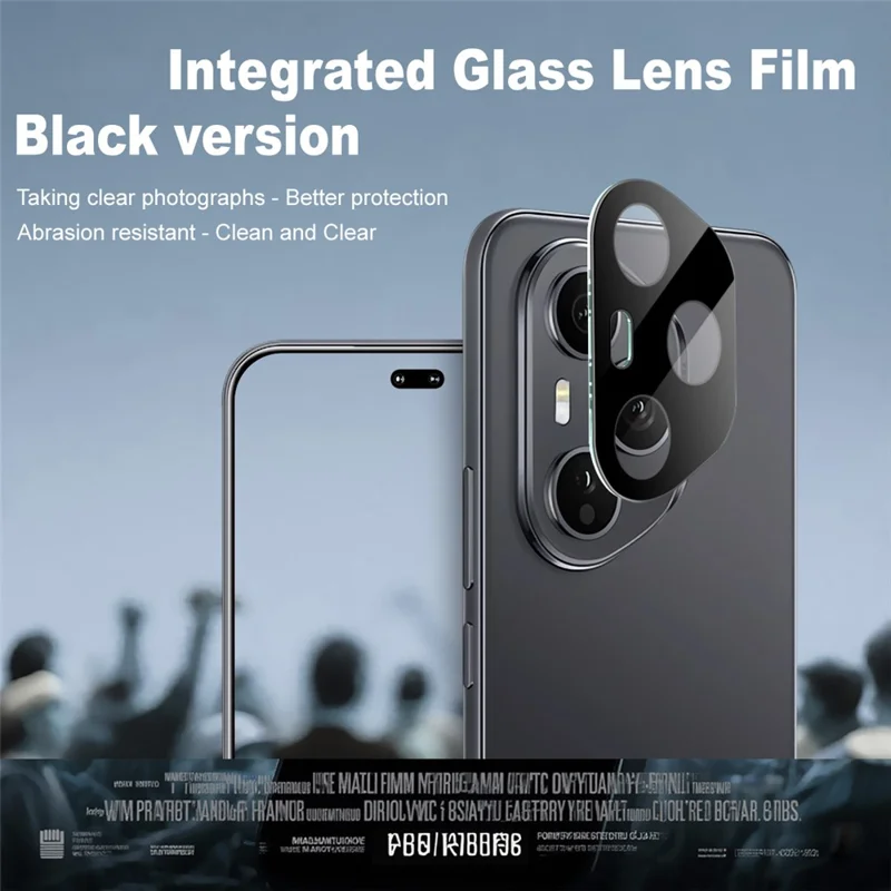 IMAK para Honor 400 Pro 5G (Global) Película de Vidro Temperado para Lente + Tampa Acrílica (Versão Preta)