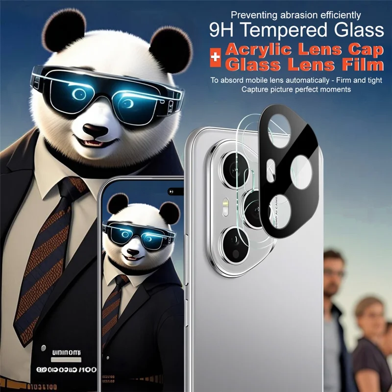 IMAK para Honor 400 Pro 5G (Global) Película de Vidro Temperado para Lente + Tampa Acrílica (Versão Preta)