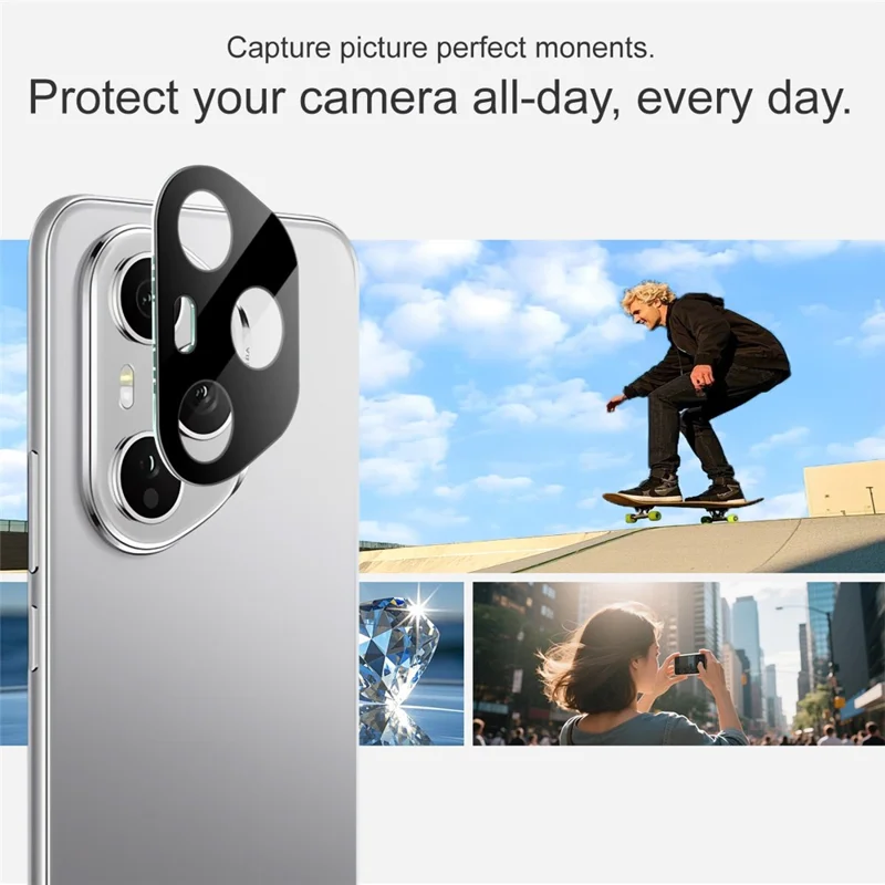 IMAK para Honor 400 Pro 5G (Global) Película de Vidro Temperado para Lente + Tampa Acrílica (Versão Preta)