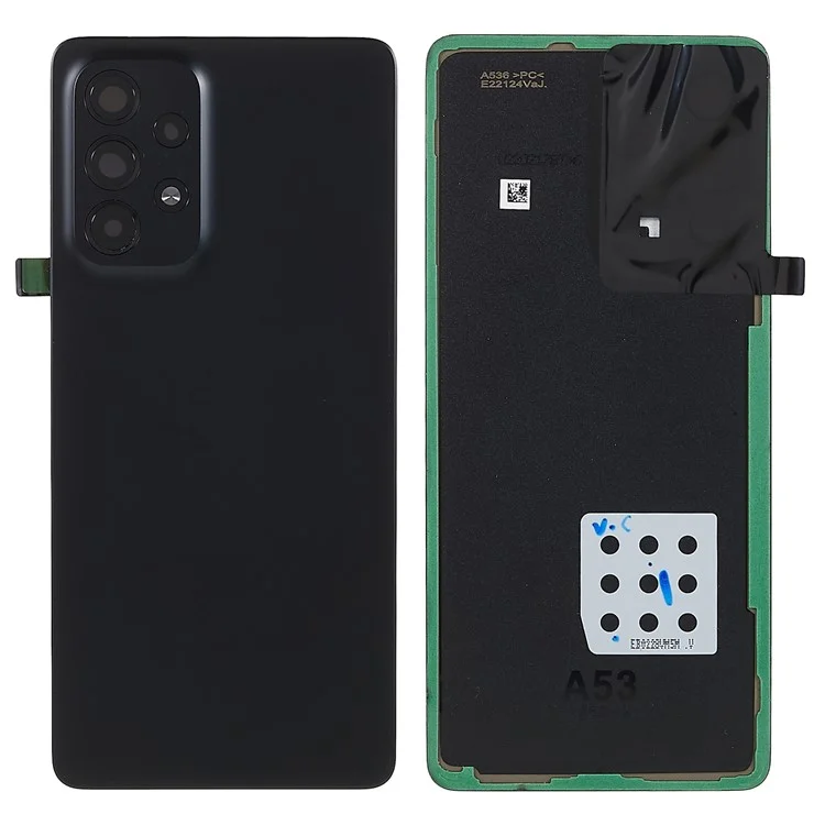 For Samsung Galaxy A53 5G A536 OEM Battery Housing with Adhesive Sticker + Camera Lens Cover - Black