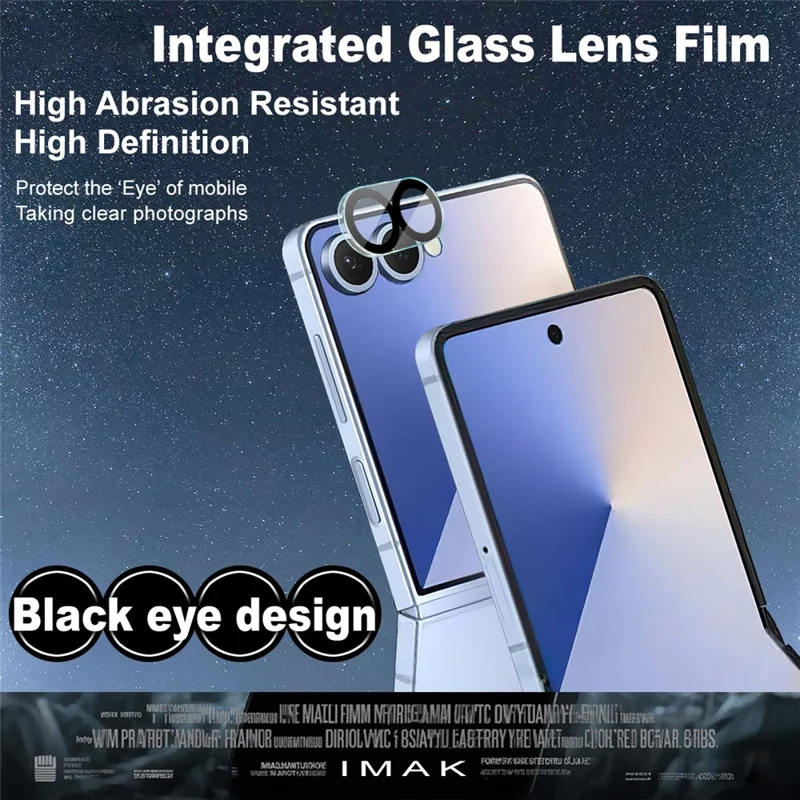 IMAK Para Samsung Galaxy Z Flip7 5G Protetor de Lente de Vidro Temperado Tampa de Lente Acrílica (Design de Círculo Preto)