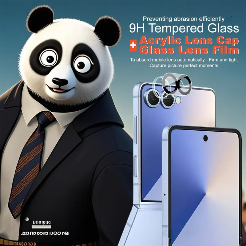 IMAK Para Samsung Galaxy Z Flip7 5G Protetor de Lente de Vidro Temperado Tampa de Lente Acrílica (Design de Círculo Preto)