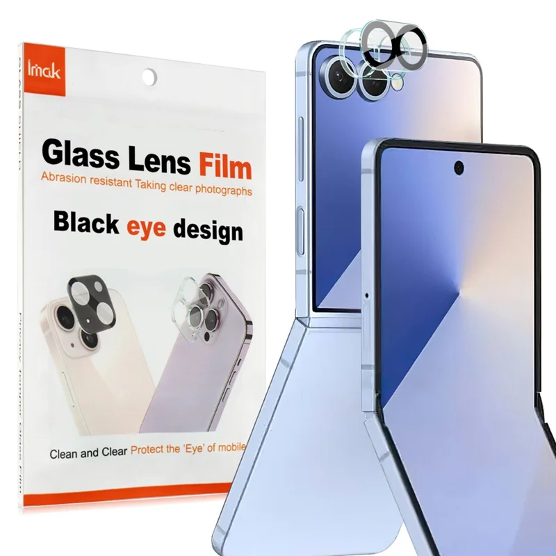 IMAK Para Samsung Galaxy Z Flip7 5G Protetor de Lente de Vidro Temperado Tampa de Lente Acrílica (Design de Círculo Preto)