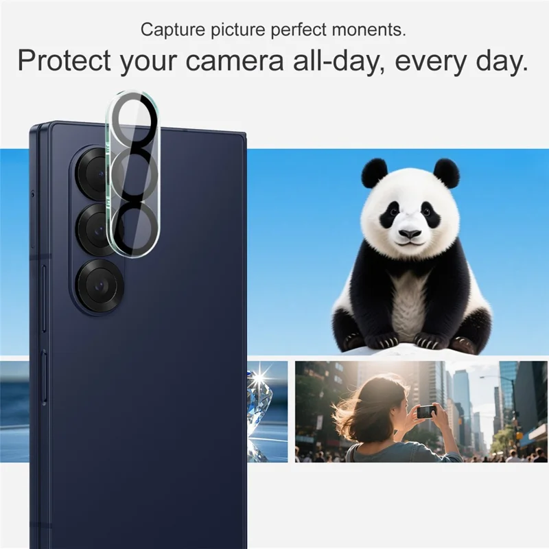 IMAK For Samsung Galaxy Z Fold7 5G Tempered Glass Camera Lens Protector Acrylic Lens Cap (Black Circle Design)