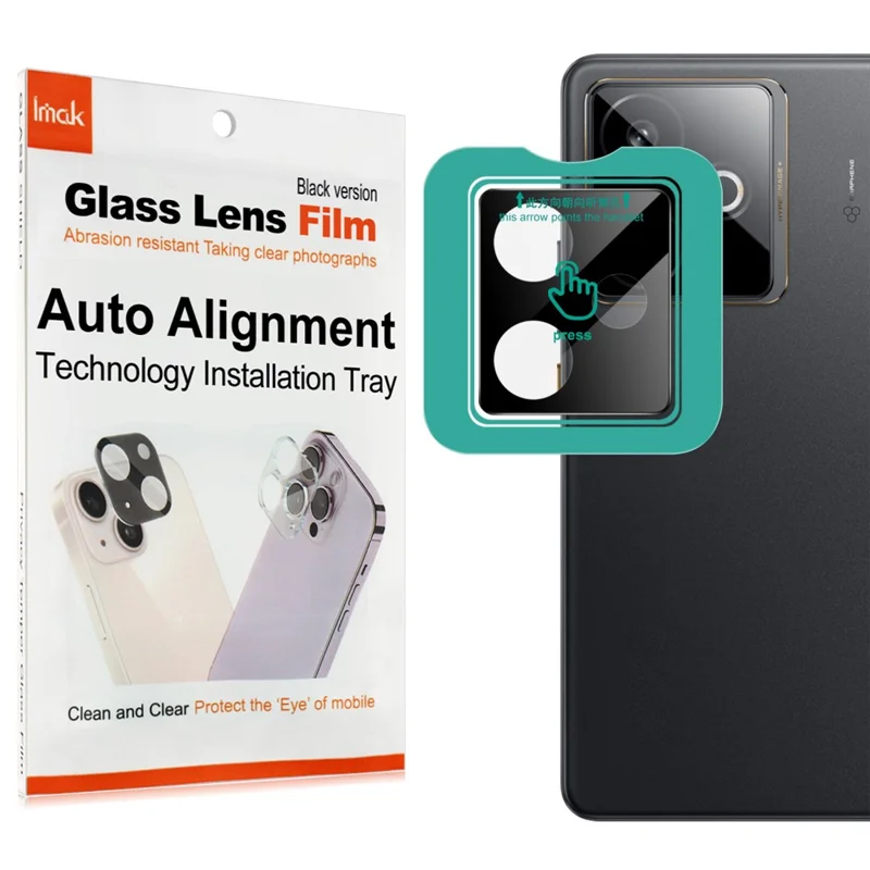 Protector de Cristal Templado para Lente de Cámara IMAK para Realme GT 7 5G / GT 7T 5G con Marco de Autoposicionamiento (Versión Negra)