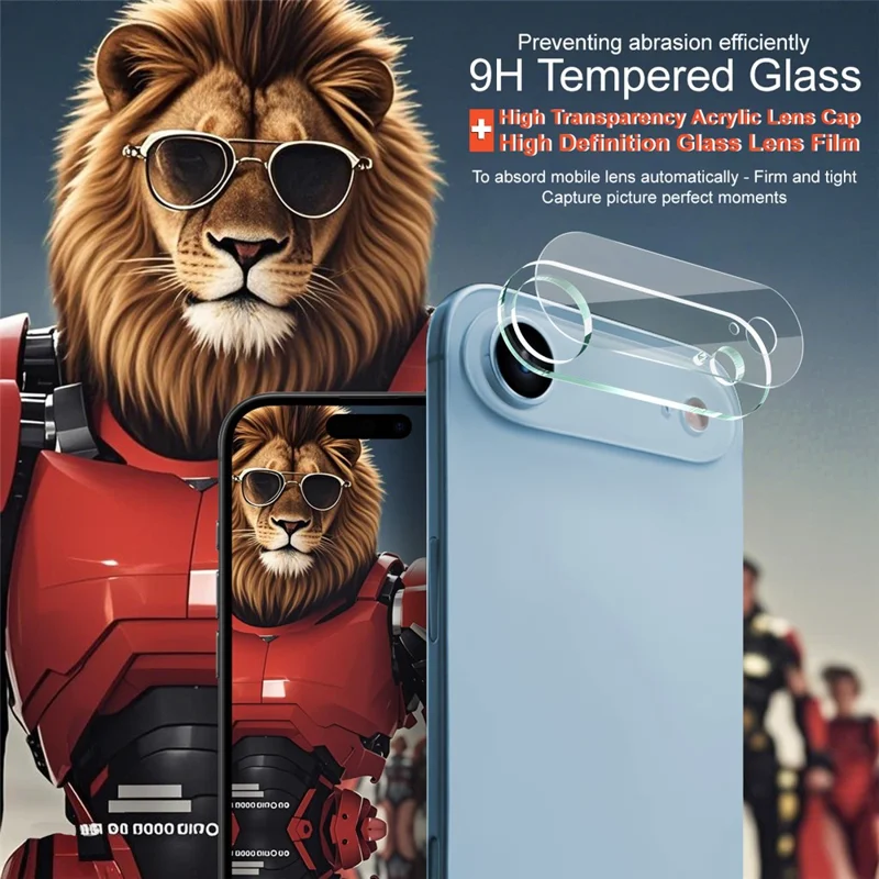 IMAK Para iPhone 17 Protetor de Lente de Câmera em Vidro Temperado + Tampa de Lente de Acrílico