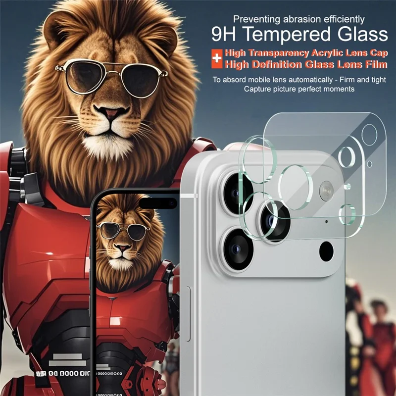 IMAK Para iPhone 17 Pro Protector de Lente de Cámara de Vidrio Templado + Tapa de Lente Acrílica