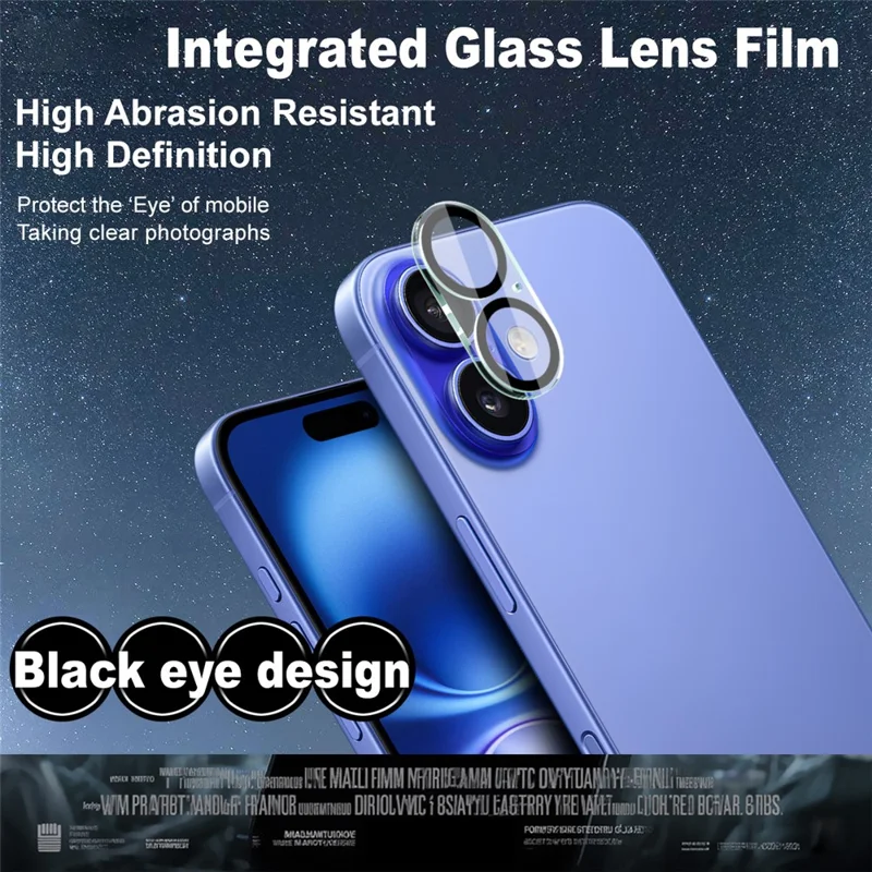 IMAK Protector de Lente de Cristal Templado para Cámara de iPhone 17 con Tapa de Lente Acrílica (Diseño de Círculo Negro)
